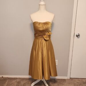 Milano Gold Strapless A-line Cocktail Dress